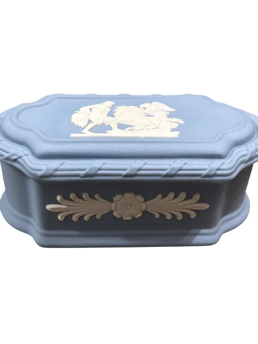 Wedgewood Portland Blue Jasperware Rectangular Lidded Trinket Box